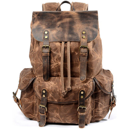 Tom Hollinger |  Wachsbeschichteter Baumwoll-Canvas Vintage Abenteurer Rucksack Braun