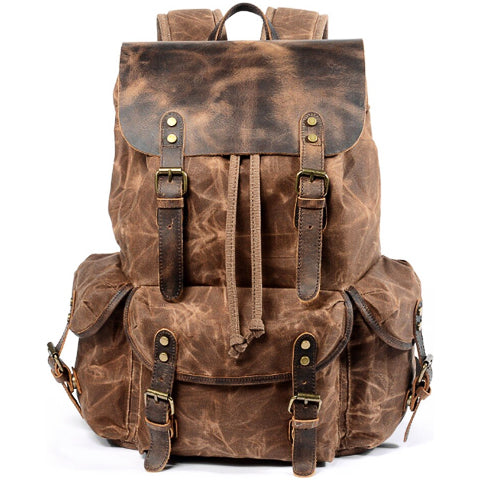Tom Hollinger |  Wachsbeschichteter Baumwoll-Canvas Vintage Abenteurer Rucksack Braun