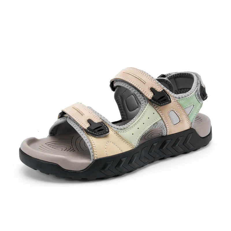 Herren Outdoor-Sandalen aus echtem Leder, atmungsaktiv, rutschfest zum Gehen