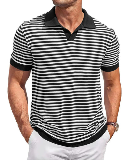 Herren Poloshirt Mit Streifen Und Colourblock Design