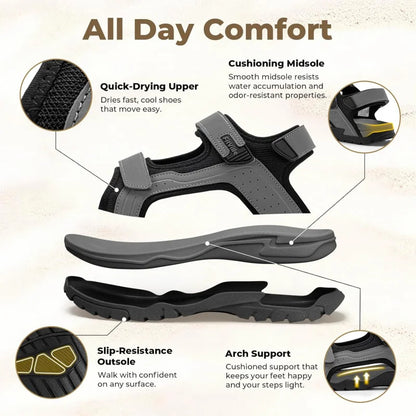 Herren breit geschnittene Zehenbox sportliche Walking-Sandalen