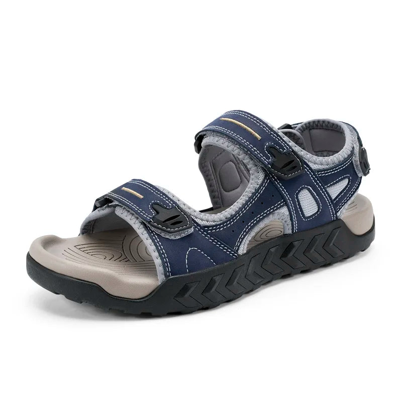 Herren Outdoor-Sandalen aus echtem Leder, atmungsaktiv, rutschfest zum Gehen