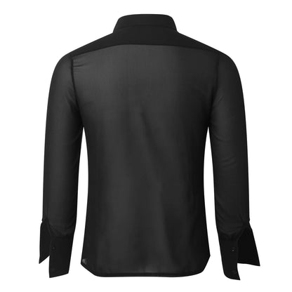 Herren Slim Fit Mesh Langarmshirt Schwarz