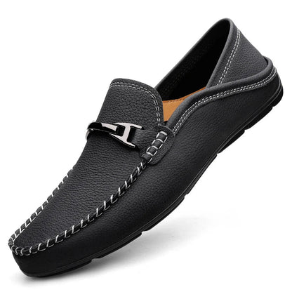 Lederloafer mit weichem, strukturiertem Design