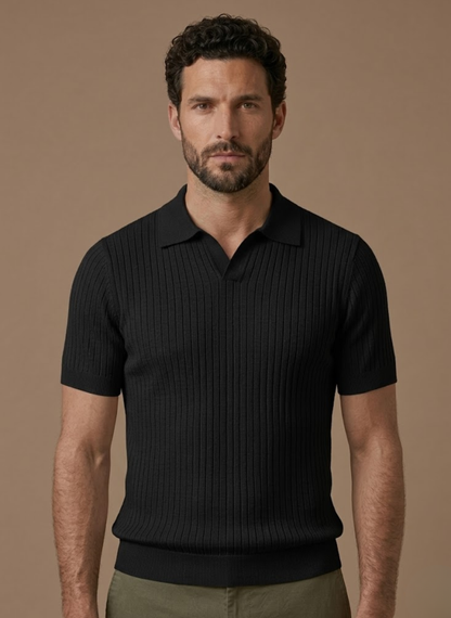 Tom Hollinger | Herren Rippenstrick Poloshirt Leicht Sommer Freizeit
