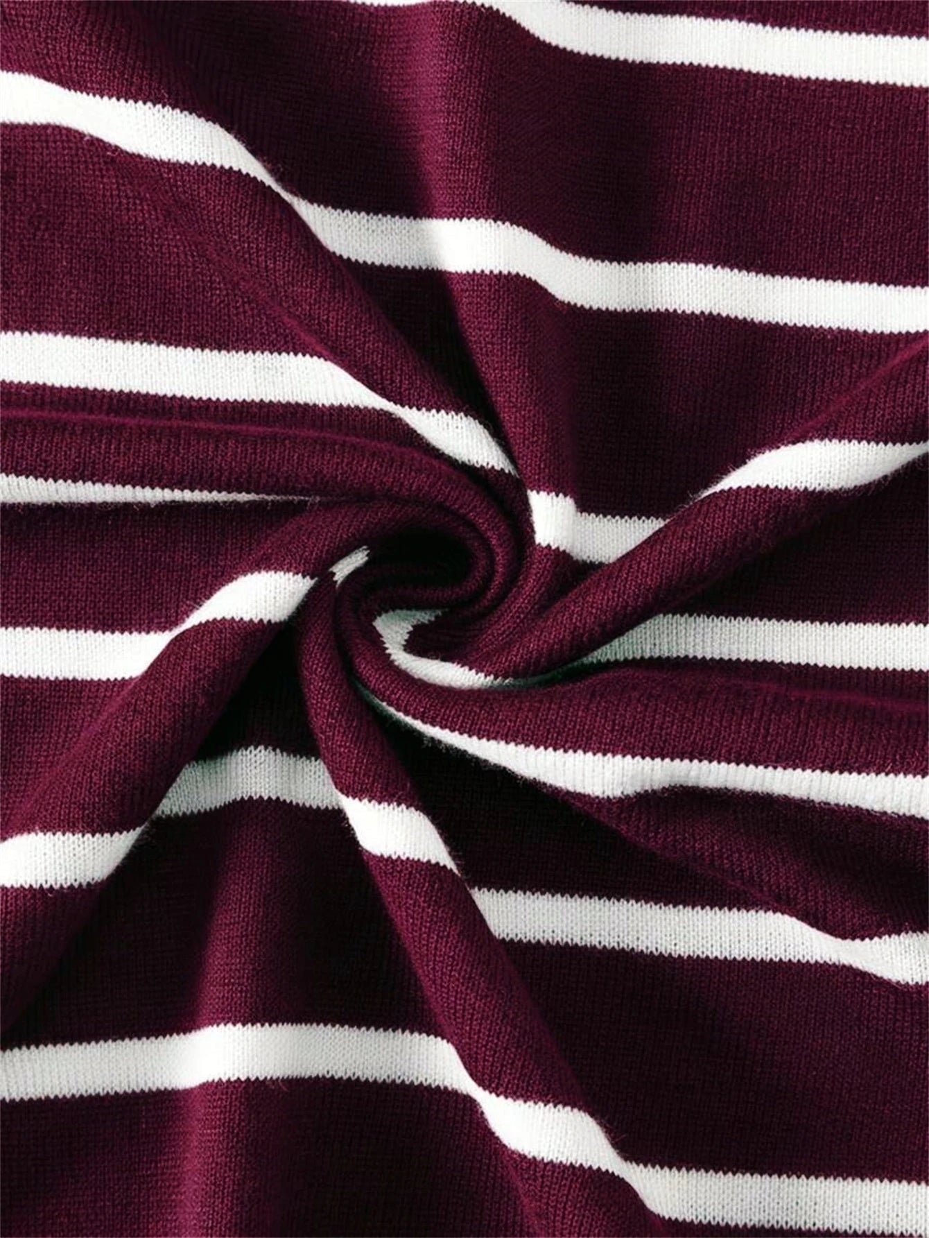Herren Gestreiftes Polyester-Strick T-Shirt mit Rundhalsausschnitt Weinrot