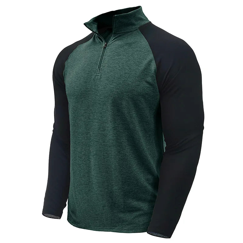 Herren Pullover mit Viertelreißverschluss und Farbblock-Stretch