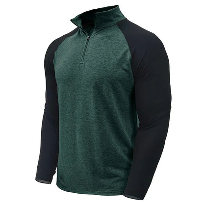 Herren Pullover mit Viertelreißverschluss und Farbblock-Stretch