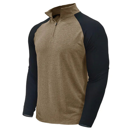 Herren Pullover mit Viertelreißverschluss und Farbblock-Stretch