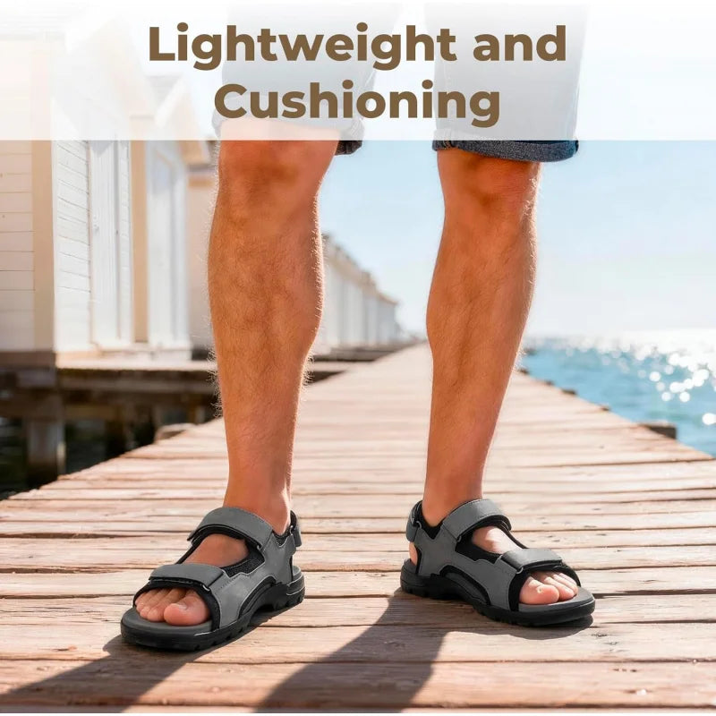 Herren breit geschnittene Zehenbox sportliche Walking-Sandalen