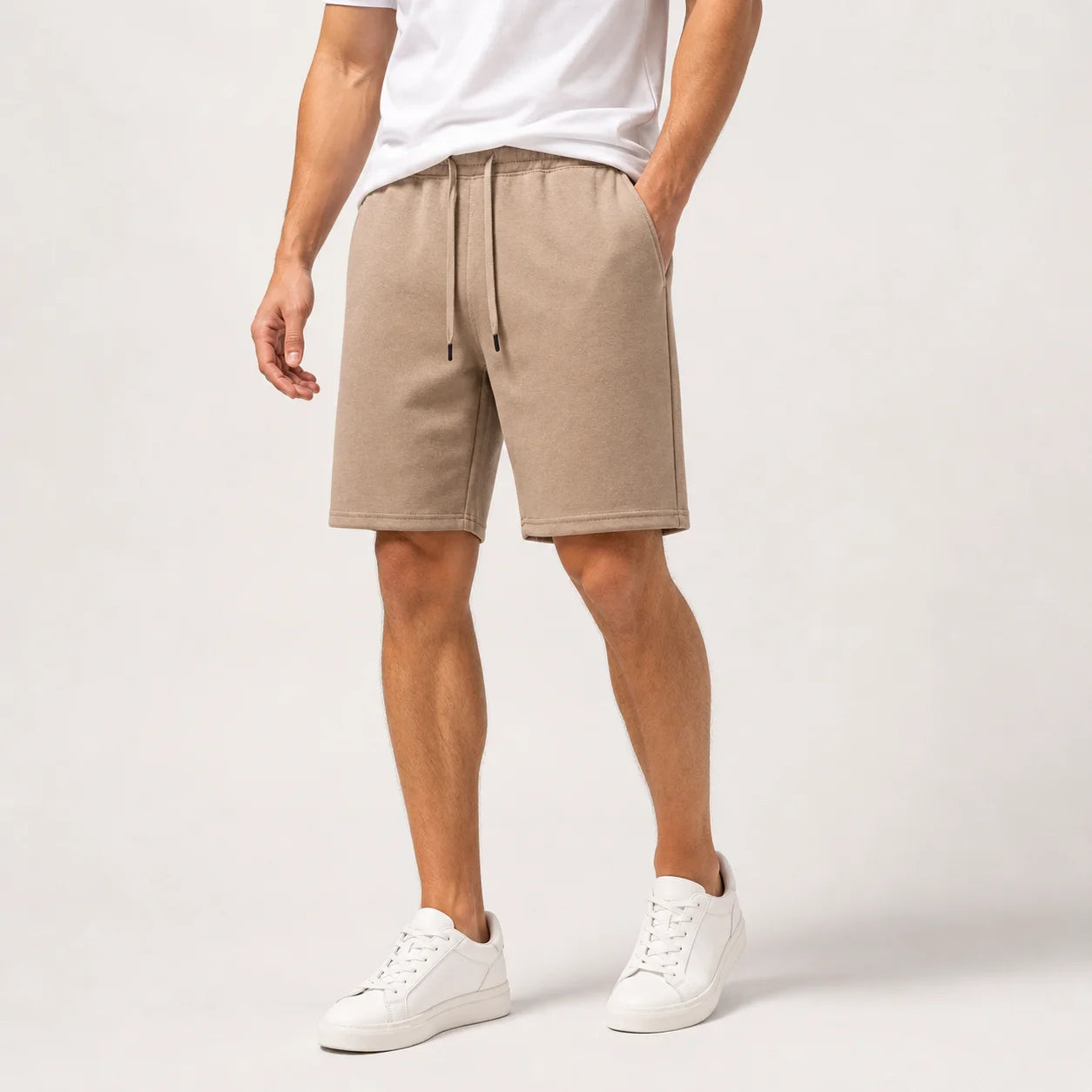 Herren Shorts mit elastischem Bund aus Baumwollmischung Einfarbig