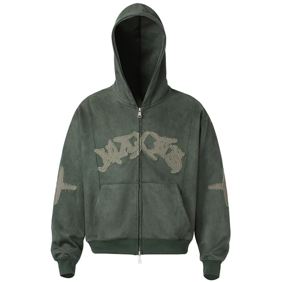 Damen Kapuzenjacke In Vintage Optik Mit Reissverschluss