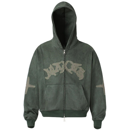 Damen Kapuzenjacke In Vintage Optik Mit Reissverschluss