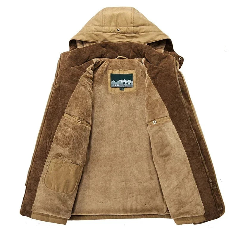 Insulated hooded jacket with plush interior