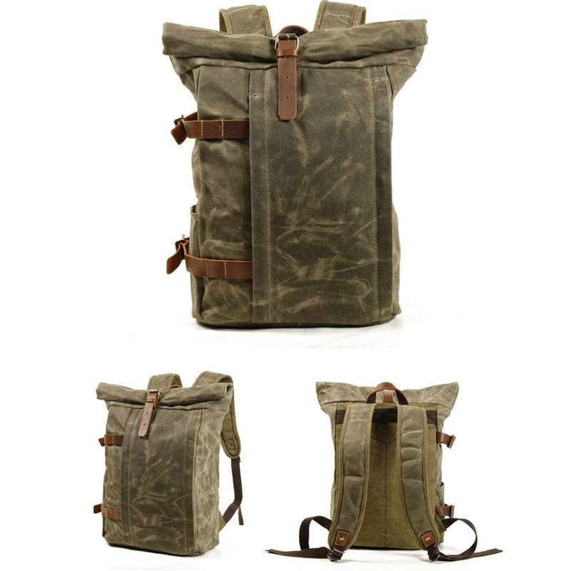 Tom Hollinger |  Canvas Roll-Top Vintage Motorrad Rucksack
