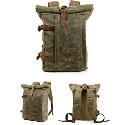 Tom Hollinger |  Canvas Roll-Top Vintage Motorrad Rucksack