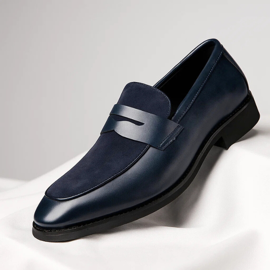 Tom Hollinger | Herren Leder Slipper Loafers Schwarz Navy Blau