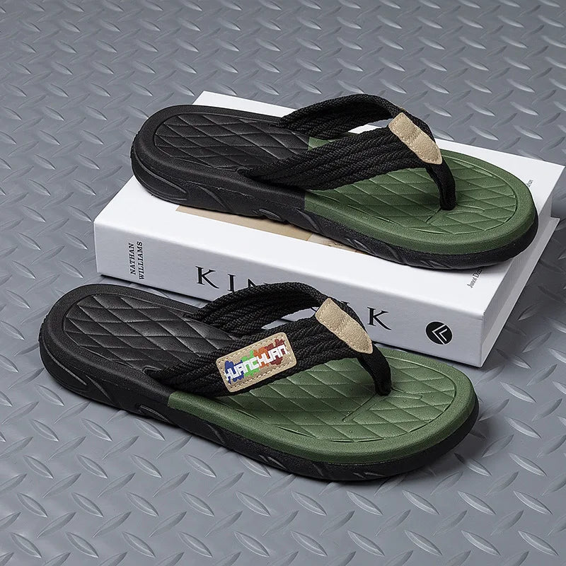Herren Geflochtene Riemen Outdoor Flip-Flops Rutschfeste EVA-Sohle