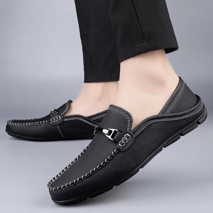 Lederloafer mit weichem, strukturiertem Design