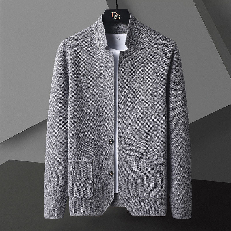 Tom Hollinger | Herren Strickcardigan mit Stehkragen und aufgesetzten Taschen