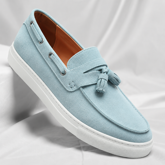 Herren Wildleder-Loafer mit Quasten in Seitenansicht