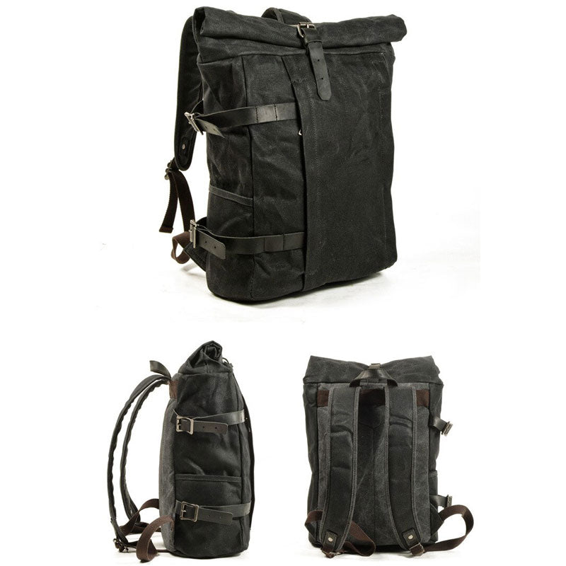 Tom Hollinger |  Canvas Roll-Top Vintage Motorrad Rucksack