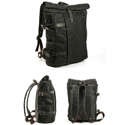 Tom Hollinger |  Canvas Roll-Top Vintage Motorrad Rucksack