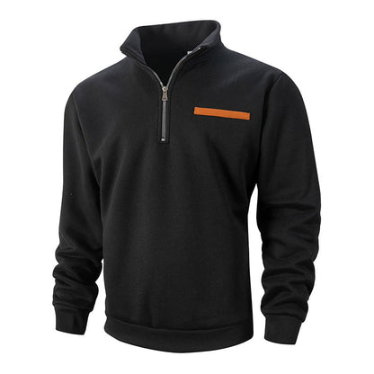 Herren Polyester Langarmshirt mit halbem Reißverschluss