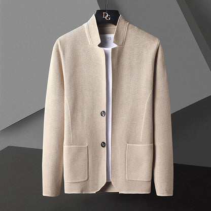 Tom Hollinger | Herren Strickcardigan mit Stehkragen und aufgesetzten Taschen