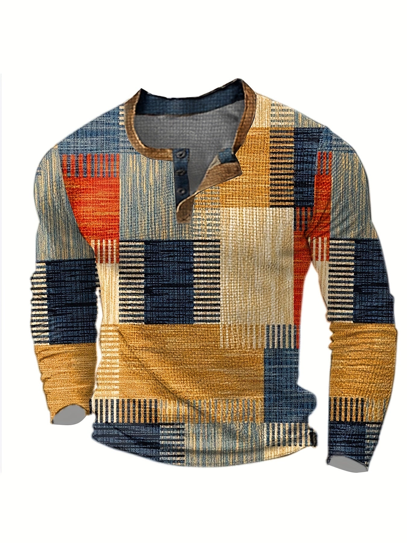 Vintage round neck sweater in retro check pattern