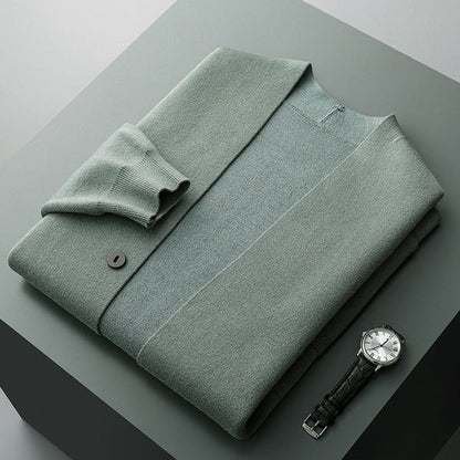 Tom Hollinger | Herren Merino-Mischung Cardigan mit gestreiften Ärmeln und aufgesetzten Taschen