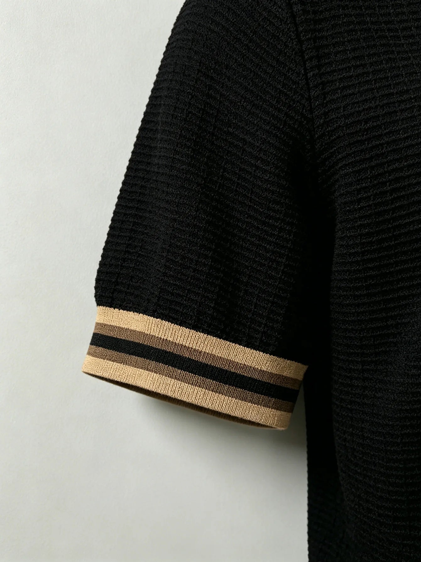 Herren Slim Fit Leichtes Atmungsaktives Polohemd Schwarz
