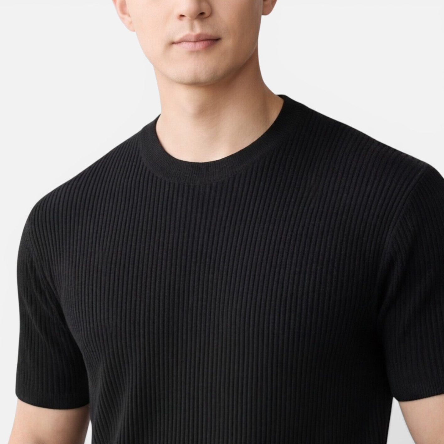 Herren Rippstrick Slim Fit Leichtes T-Shirt