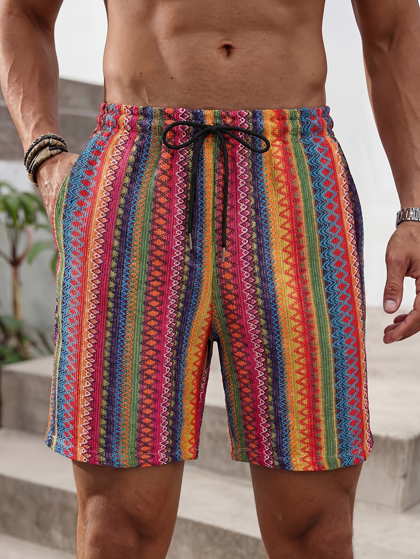 Herren Shorts Mit Aztekenmuster Und Lockerer Passform