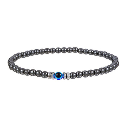 Herrenarmband aus Naturstein mit bösem Blick und Perlen