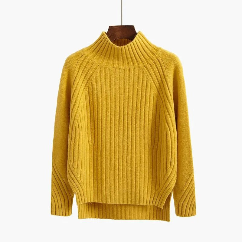 Ribbed turtleneck sweater with relaxed fit