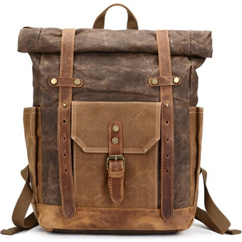 Tom Hollinger |  Wasserdichter Canvas Rucksack mit Rollverschluss im Vintage-Stil