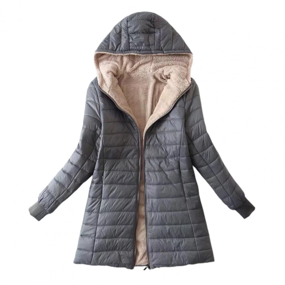 Quilted hooded jacket with fleece lining