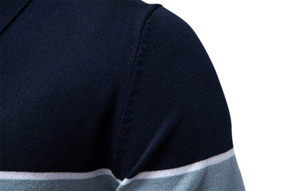 Tom Hollinger | Men's polo shirt with a V-neck, short-sleeved, two-tone, with ribbündchen