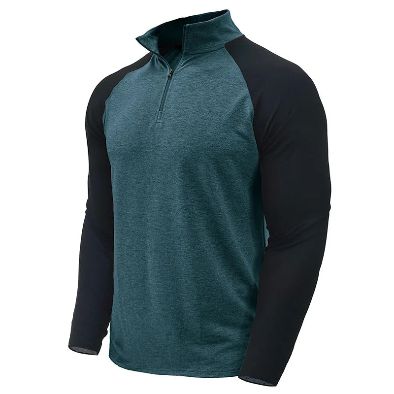 Herren Pullover mit Viertelreißverschluss und Farbblock-Stretch