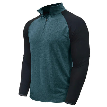 Herren Pullover mit Viertelreißverschluss und Farbblock-Stretch