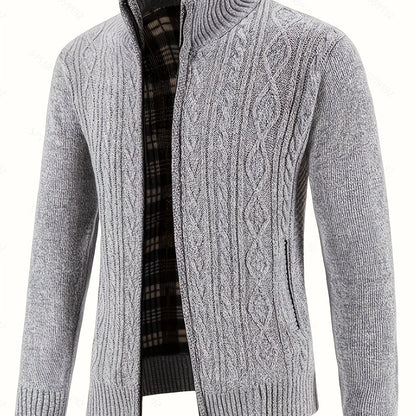 Herren Strickjacke Mit Struktur Und Stehkragen
