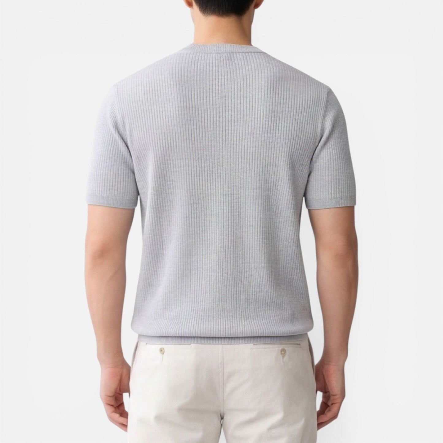 Herren Rippstrick Slim Fit Leichtes T-Shirt