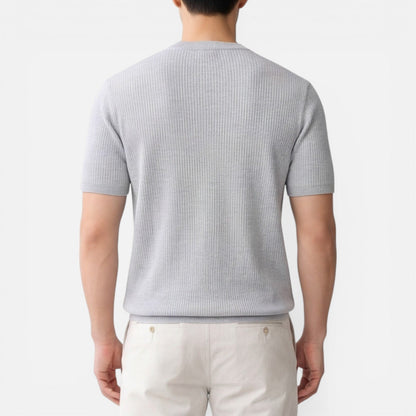 Herren Rippstrick Slim Fit Leichtes T-Shirt