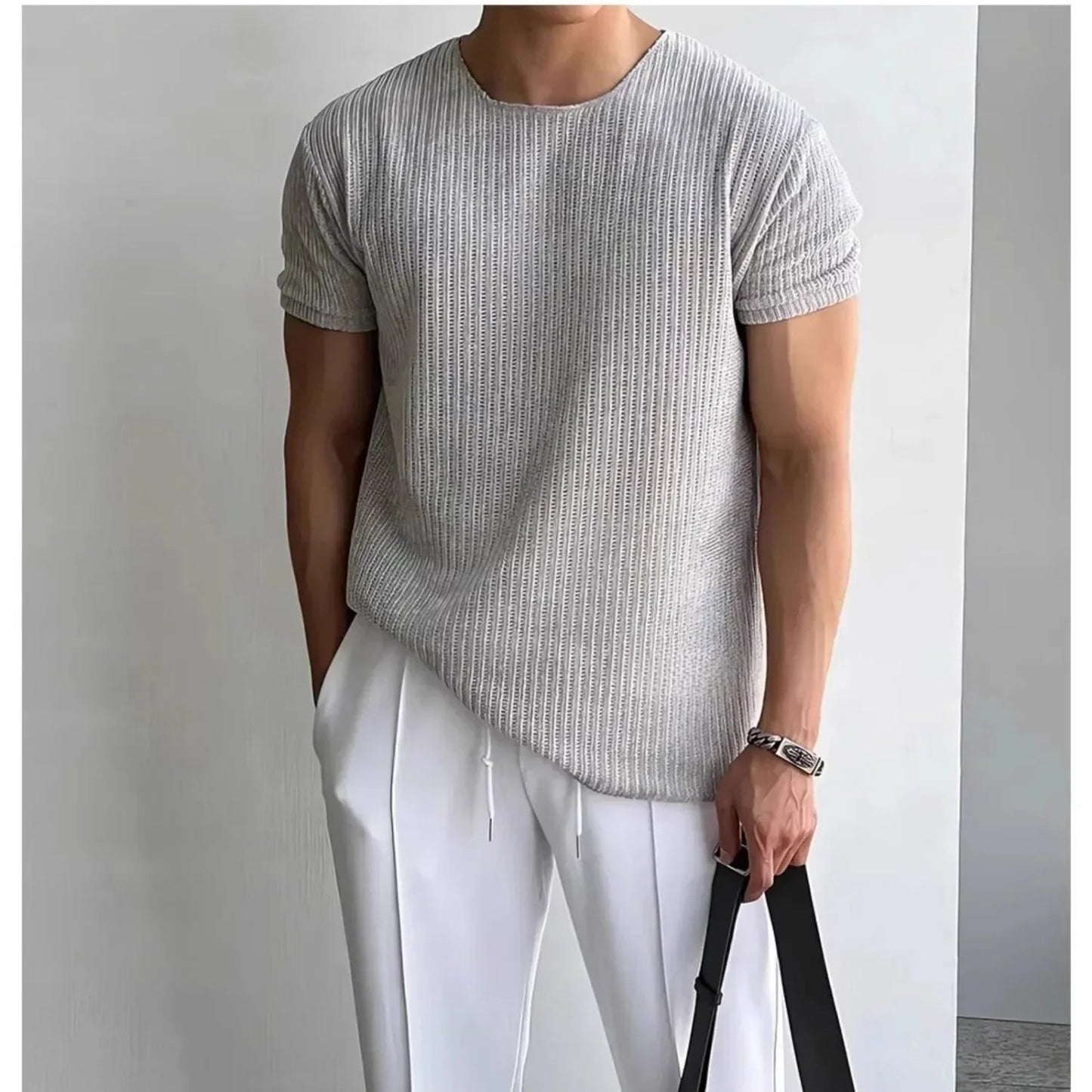 Tom Hollinger | Rippenstrick Rundhals Freizeit-T-Shirt
