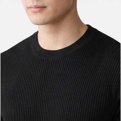 Herren Rippstrick Slim Fit Leichtes T-Shirt