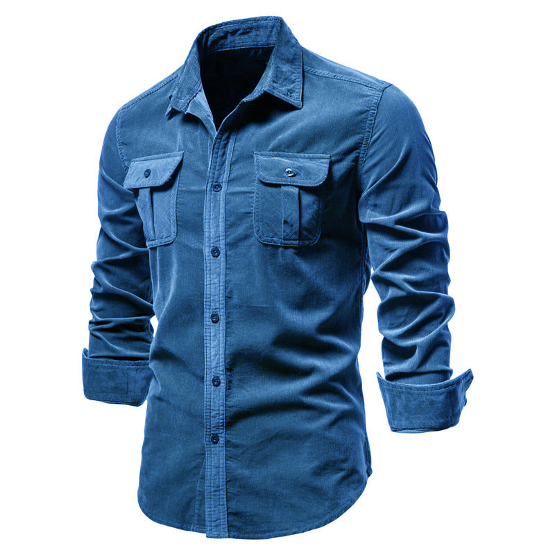 Business Casual Corduroy Shirt for Men Made of Cotton