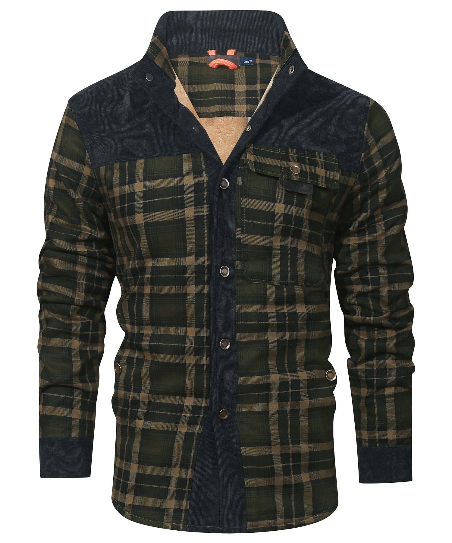 Innenansicht der Flanelljacke mit weichem Kunstfellfutter