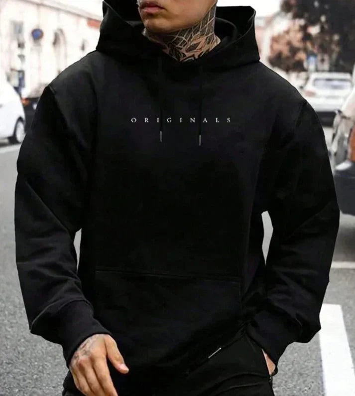 Herren-Streetwear-Hoodie mit Kordelzug in der Vorderansicht