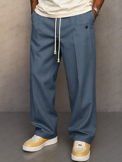 Men's Straight-Leg Trousers With Drawstring Waistband